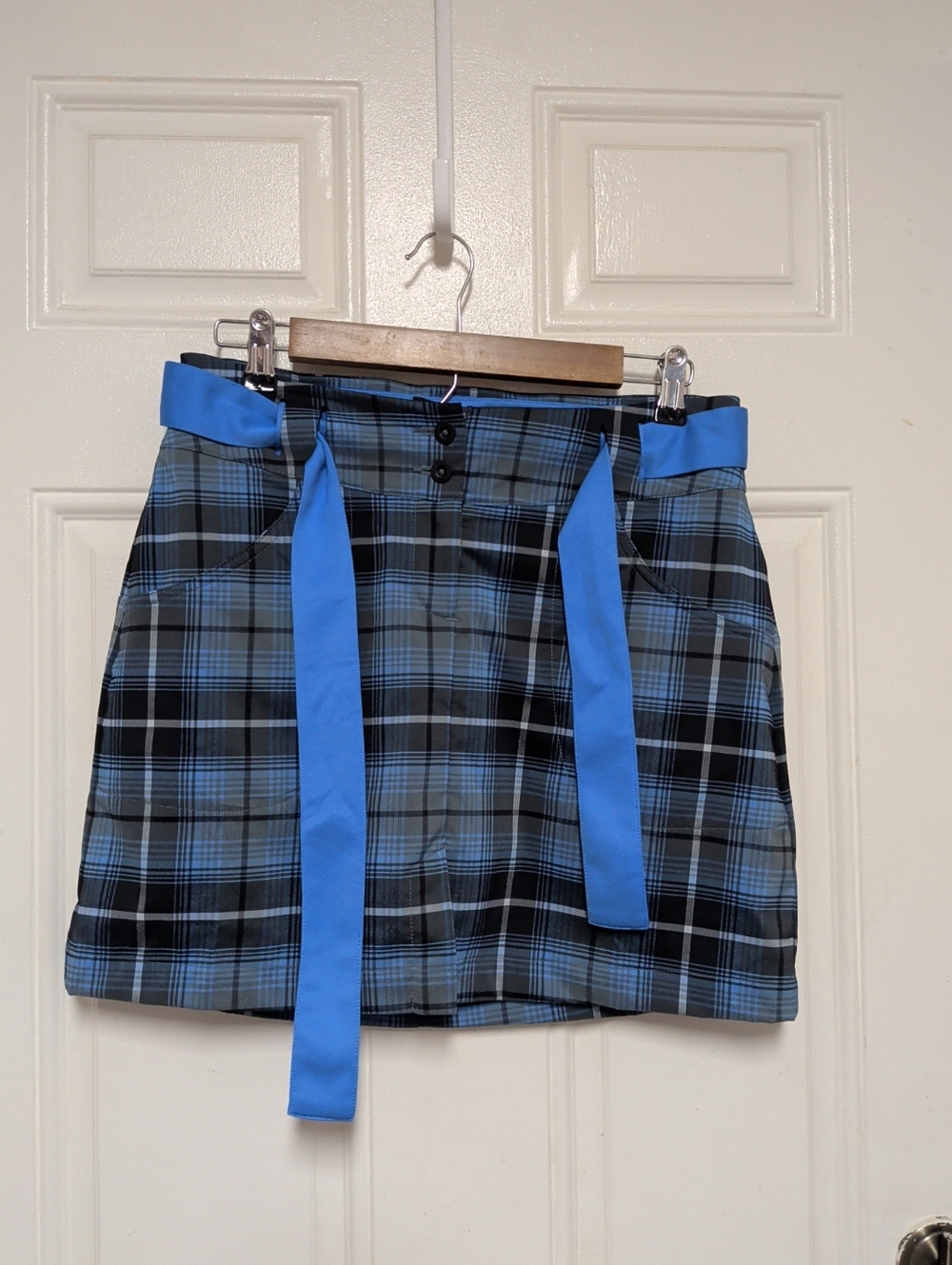 Nike Golf Women 2 in 1 Blue/Aqua Plaid Skort Skirt w/ Detachable Shorts Size 4